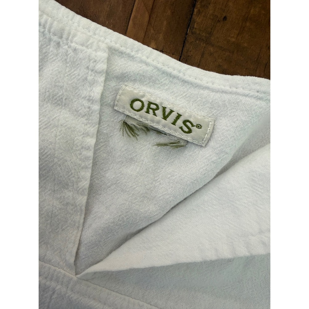 Orvis White Linen Blend Notched V-Neck Tunic Blouse Top Womens Large L - Picture 4 of 6